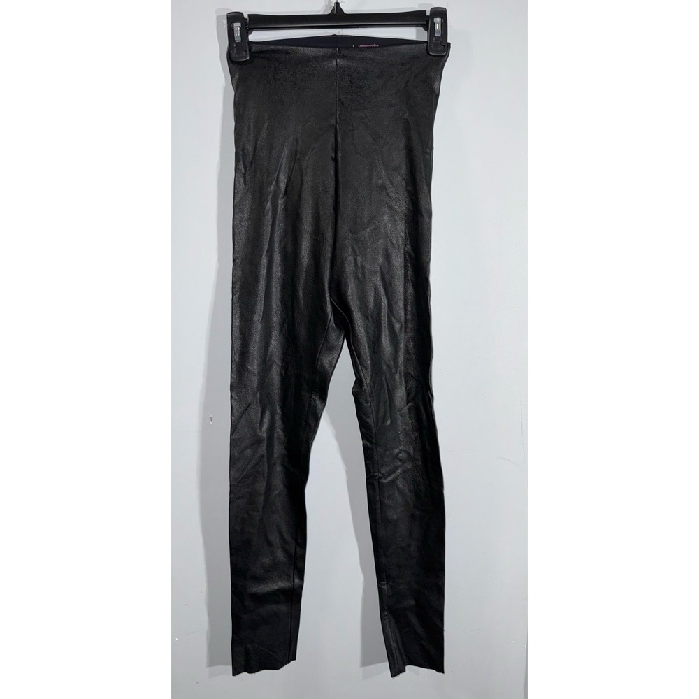 Commando control black veganleather high rise shaping leggings size small